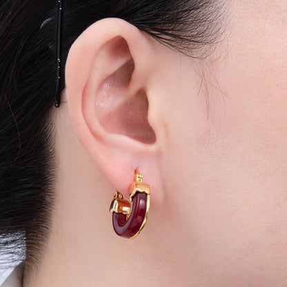 18K Gold Filled 25mm Resin Latch Hoop Earring | Earrings-00281 ~ Earrings-00286