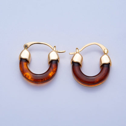 18K Gold Filled 25mm Resin Latch Hoop Earring | Earrings-00281 ~ Earrings-00286