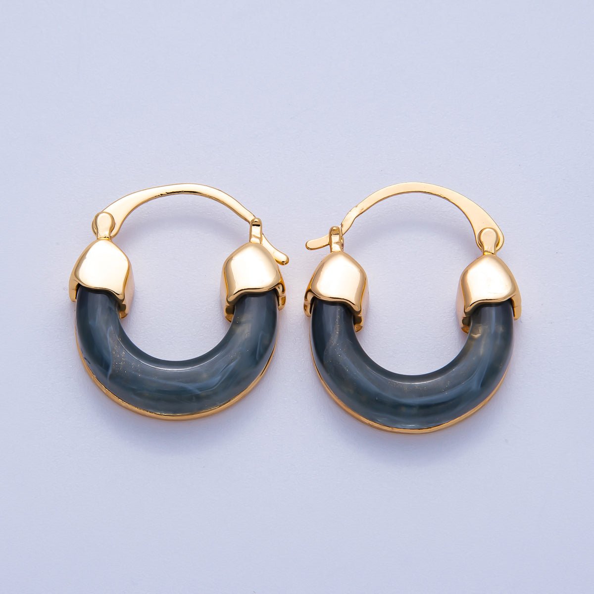 18K Gold Filled 25mm Resin Latch Hoop Earring | Earrings-00281 ~ Earrings-00286