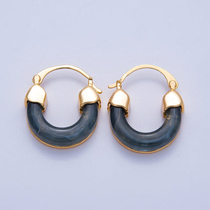 18K Gold Filled 25mm Resin Latch Hoop Earring | Earrings-00281 ~ Earrings-00286