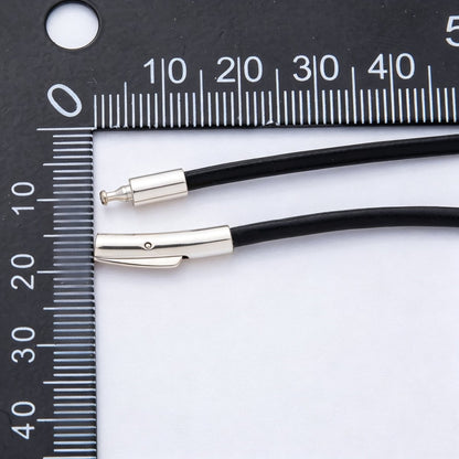 18K Gold Filled 2.5mm Thin Black Fall Faux Leather Cord 19 Inch Necklace | WA-3858