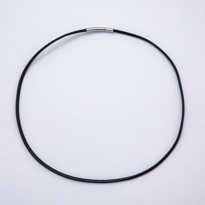 18K Gold Filled 2.5mm Thin Black Fall Faux Leather Cord 19 Inch Necklace | WA-3858