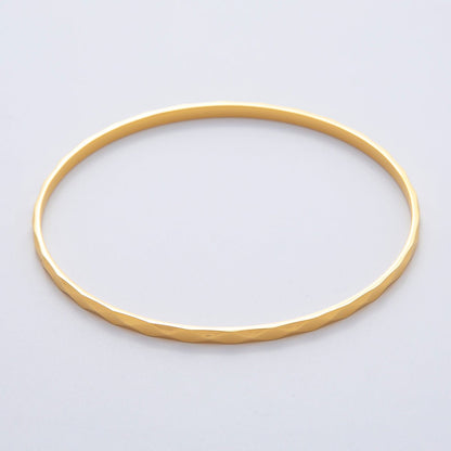 18K Gold Filled 2.5mm Thin Multifaceted Wave Bangle Bracelet | WA-1476