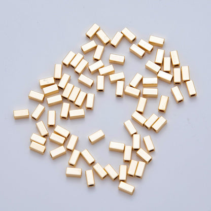 18K Gold Filled 2.5mm Thin Rectangular Bead Spacer Set by 10 Pieces | B750