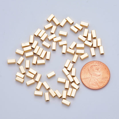 18K Gold Filled 2.5mm Thin Rectangular Bead Spacer Set by 10 Pieces | B750