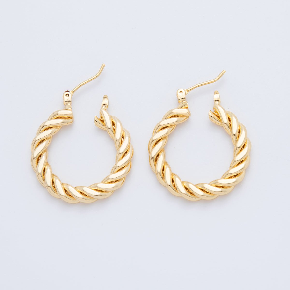 18K Gold Filled 25mm Twisted Croissant Latch Hoop Earrings | AJ-146