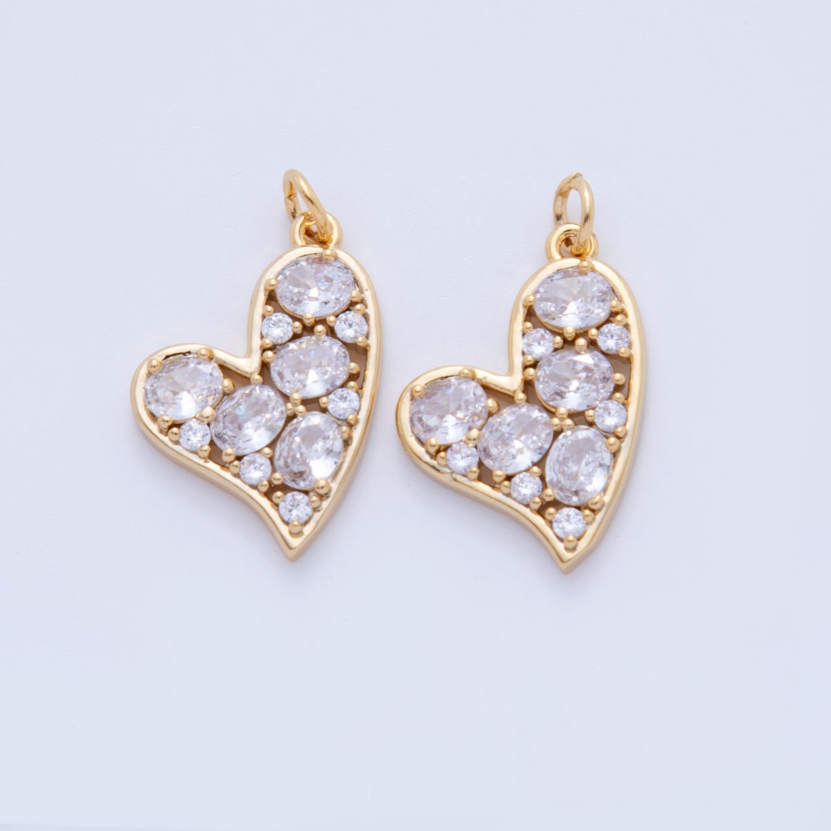 18K Gold Filled 26mm Micro Paved Round CZ Heart Love Armor Charm | AF810