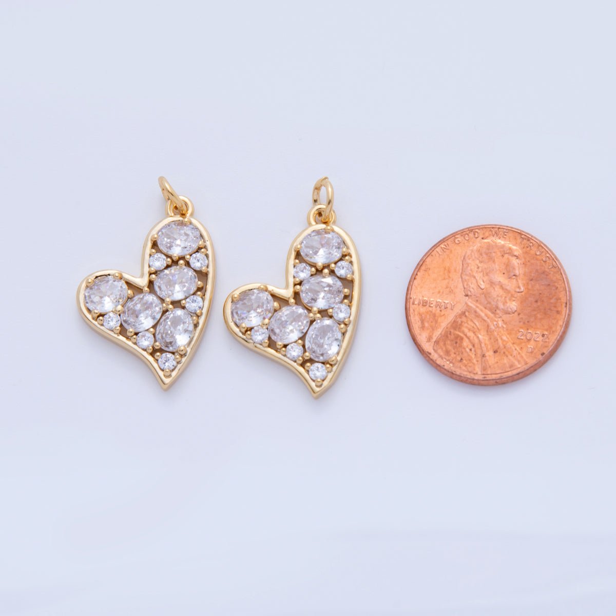 18K Gold Filled 26mm Micro Paved Round CZ Heart Love Armor Charm | AF810