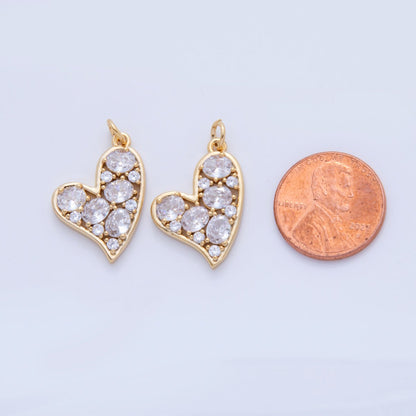18K Gold Filled 26mm Micro Paved Round CZ Heart Love Armor Charm | AF810