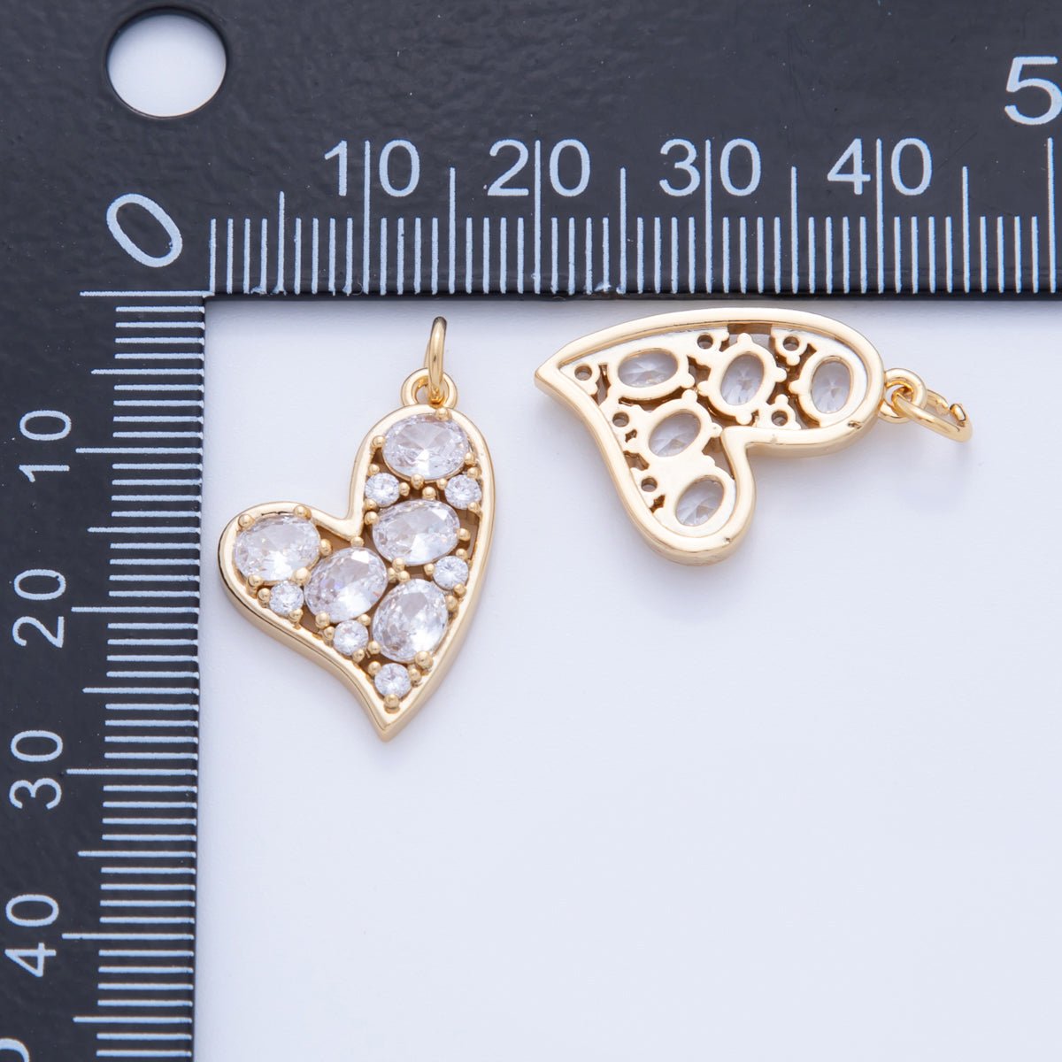 18K Gold Filled 26mm Micro Paved Round CZ Heart Love Armor Charm | AF810