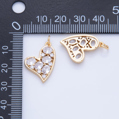 18K Gold Filled 26mm Micro Paved Round CZ Heart Love Armor Charm | AF810