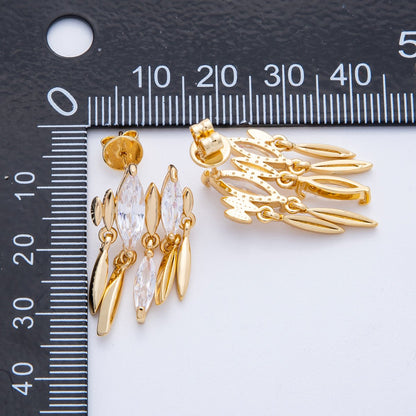 18K Gold Filled 27mm Clear CZ Marquise Sphere Drop Stud Earrings | Earrings-00126