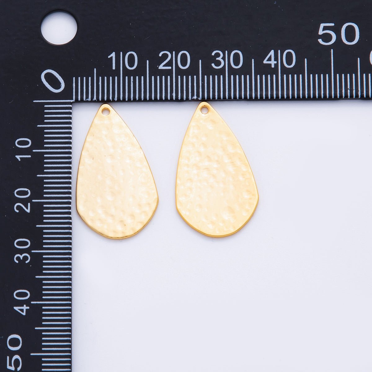 18K Gold Filled 27mm Dotted Hammered Teardrop Thin Charm Finding | Z1195