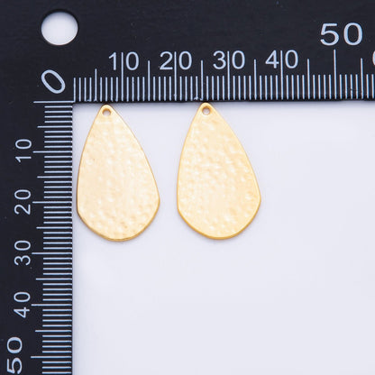 18K Gold Filled 27mm Dotted Hammered Teardrop Thin Charm Finding | Z1195