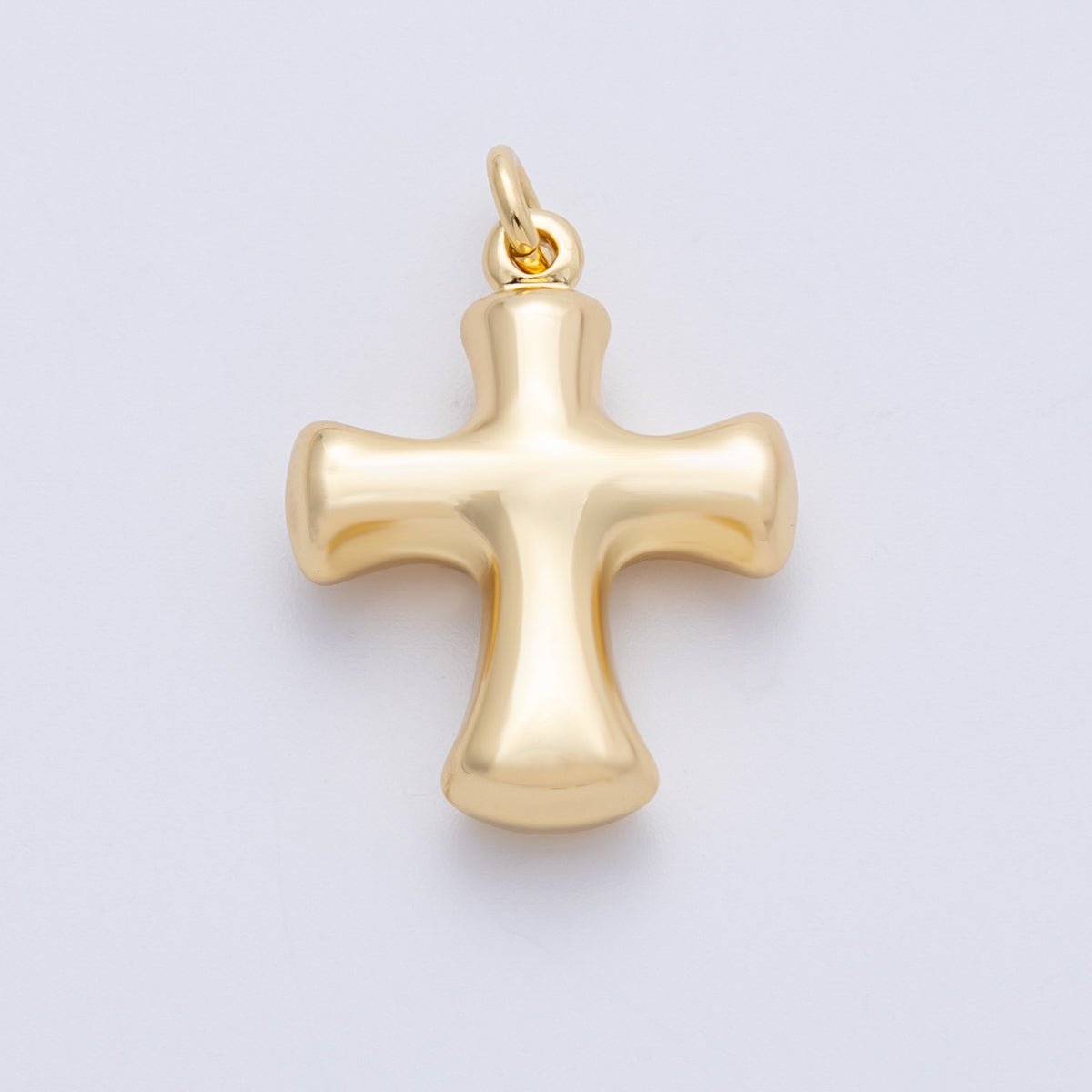 18K Gold Filled 27mm Golden Plain Chunky Cross Charm | Charms-00154