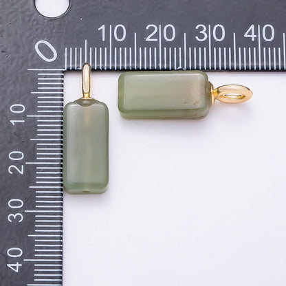 18K Gold Filled 27mm Green Peridot Gemstone Rectangle Drop Pendant | Charms-01320
