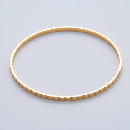 18K Gold Filled 2.7mm Ribbed Lined Bangle Bracelet | WA-1464