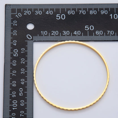18K Gold Filled 2.7mm Ribbed Lined Bangle Bracelet | WA-1464