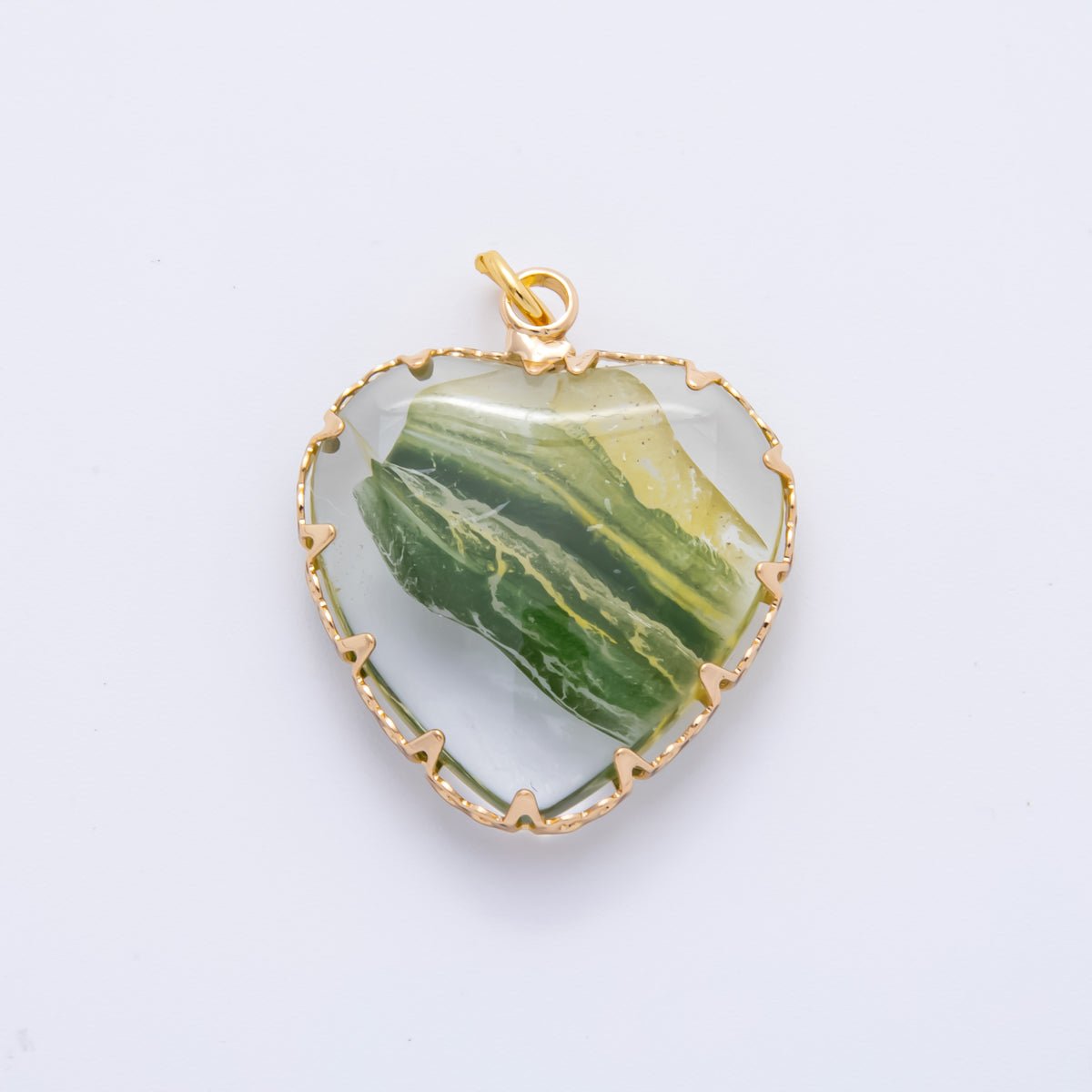 18K Gold Filled 28.5mm Resin Heart of Nature Charm | AH874
