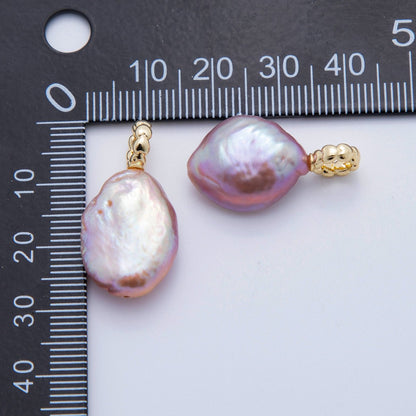 18K Gold Filled 28mm Light Purple Freshwater Pearl Charm | AF620