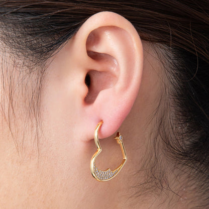 18K Gold Filled 28mm Micro Paved CZ Star Heart Hoop | Earrings-00199