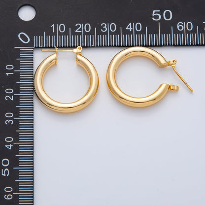 18K Gold Filled 28mm Minimalist Band Latch Hoop Earrings | AD1604
