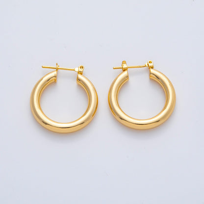18K Gold Filled 28mm Minimalist Band Latch Hoop Earrings | AD1604