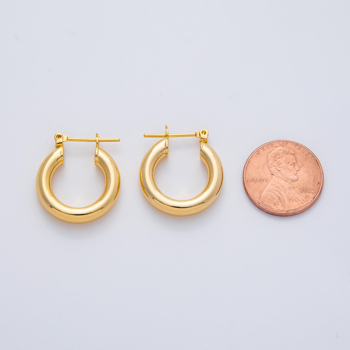 18K Gold Filled 28mm Minimalist Band Latch Hoop Earrings | AD1604
