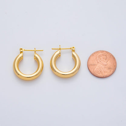 18K Gold Filled 28mm Minimalist Band Latch Hoop Earrings | AD1604