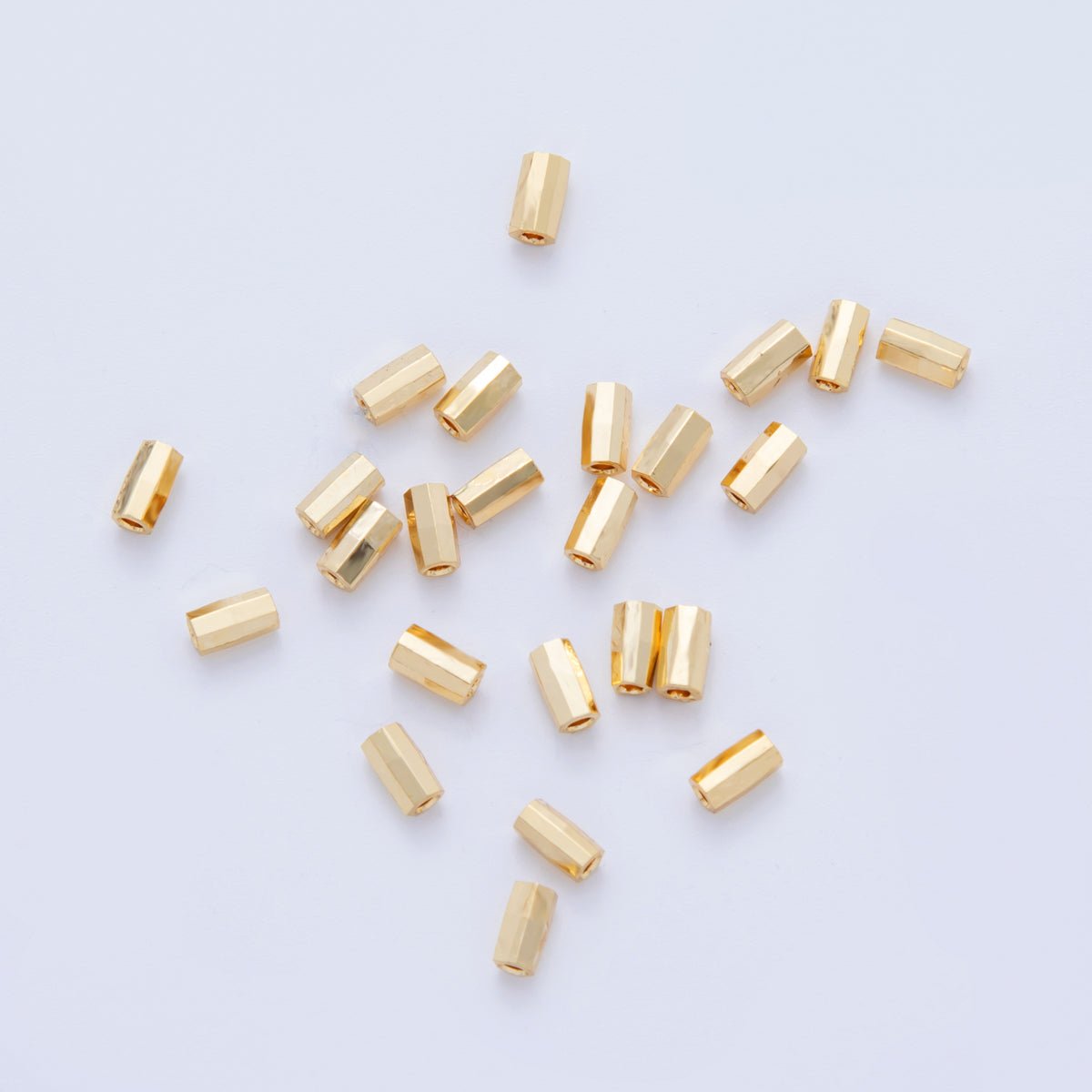 18K Gold Filled 2.8mm Multifaceted Thin Tube Bead Spacer Set by 10 Pieces | B824