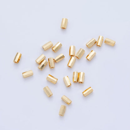 18K Gold Filled 2.8mm Multifaceted Thin Tube Bead Spacer Set by 10 Pieces | B824