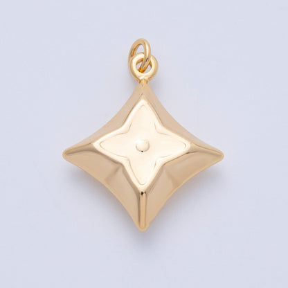 18K Gold Filled 29.5mm Flower Star Chubby Multidimensional Charm | Charms-00331