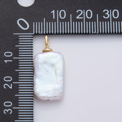 18K Gold Filled 29mm White Freshwater Pearl Biwa Baroque Charm | AF635