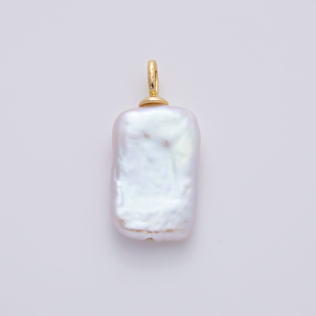 18K Gold Filled 29mm White Freshwater Pearl Biwa Baroque Charm | AF635