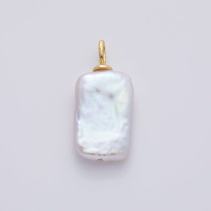 18K Gold Filled 29mm White Freshwater Pearl Biwa Baroque Charm | AF635