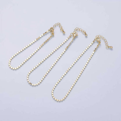 18K Gold Filled 2mm Bead Chain 6, 7, 8 Inches Bracelet Anklet w. Extender