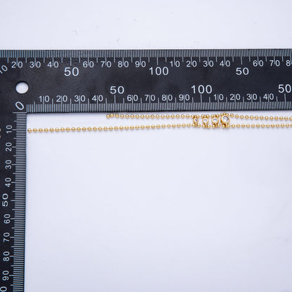 18K Gold Filled 2mm Clear CZ Gradient Round Ball Bead 18" Inch Lariat Necklace | WA-04037
