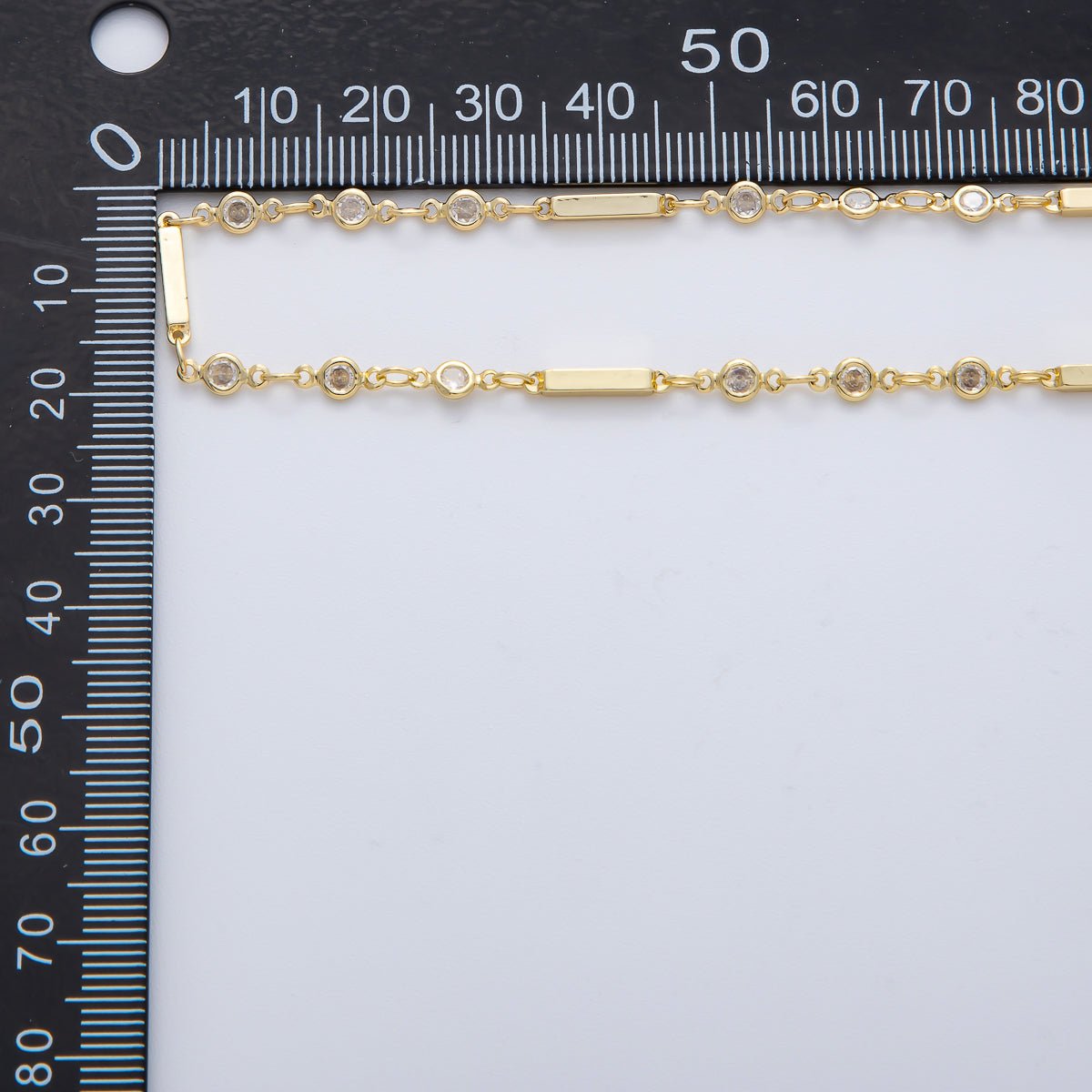 18K Gold Filled 2mm Clear CZ Round Bar Unfinished Chain by Yard | Roll-1777