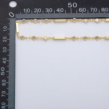 18K Gold Filled 2mm Clear CZ Round Bar Unfinished Chain by Yard | Roll-1777