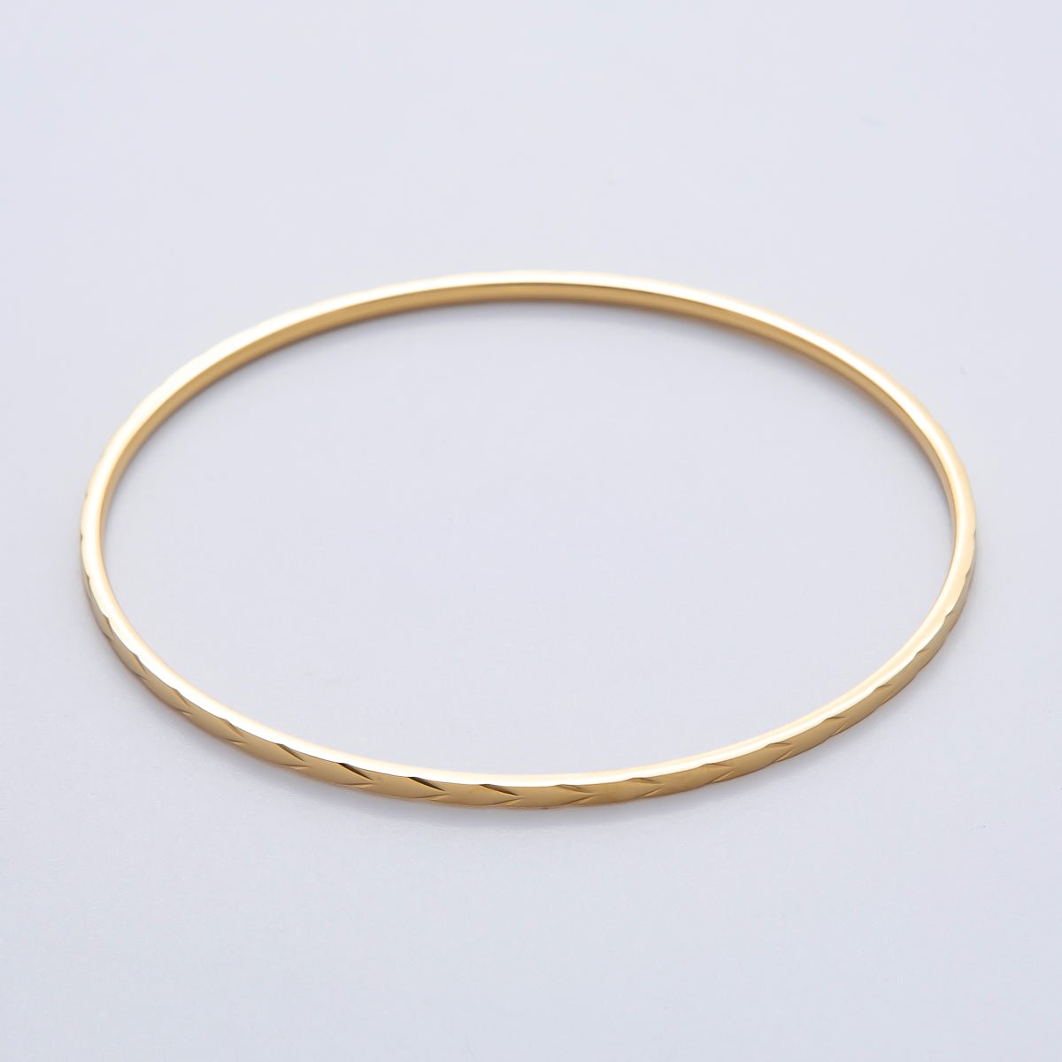 18K Gold Filled 2mm Thin Double Edged Imprint Bangle Bracelet | WA-1496