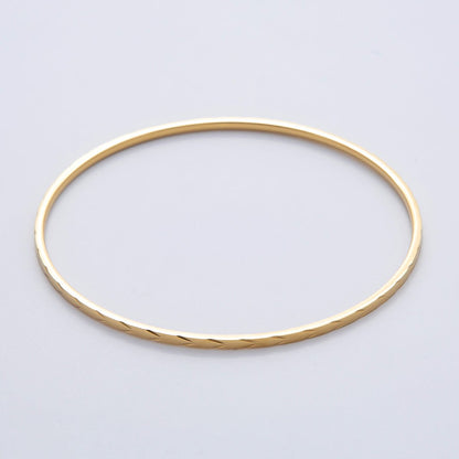 18K Gold Filled 2mm Thin Double Edged Imprint Bangle Bracelet | WA-1496