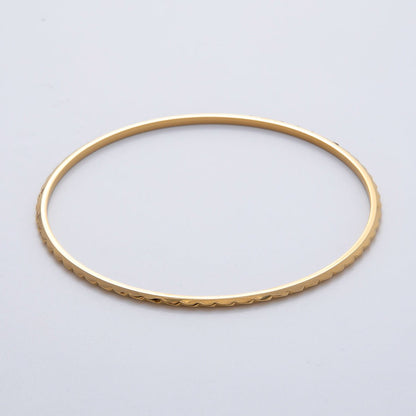 18K Gold Filled 2mm Thin Edged Geometric Bangle Bracelet | WA-1462