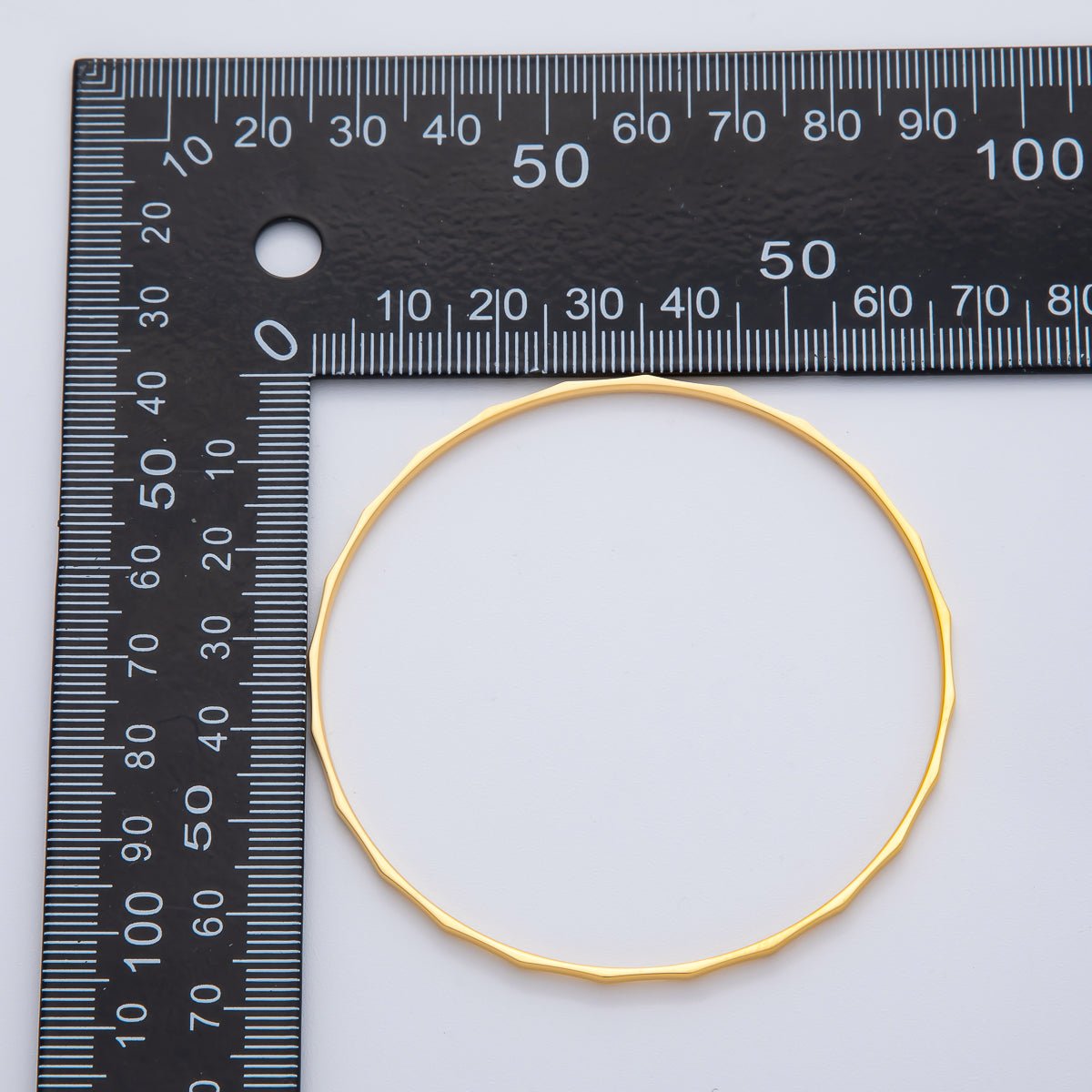18K Gold Filled 2mm Thin Geometric Wavy Bangle Bracelet | WA-01459