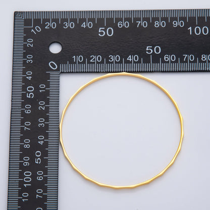 18K Gold Filled 2mm Thin Geometric Wavy Bangle Bracelet | WA-01459