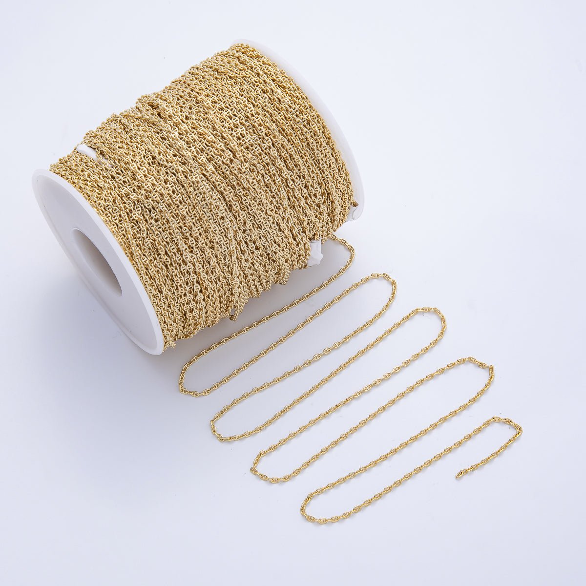18K Gold Filled 2mm x 1.6mm Minimalist Anchor Unfinished Chain by Yard | Roll-1819
