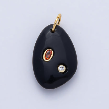 18K Gold Filled 30mm Aventurine, Amethyst, Amazonite, Carnelian, Onyx, Clear Quartz Multicolor CZ Embedded Gemstone Charm | AF1487 - AF1489