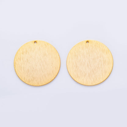 18K Gold Filled 30mm Lined Round Minimalist Thin Charm Finding | Z1190