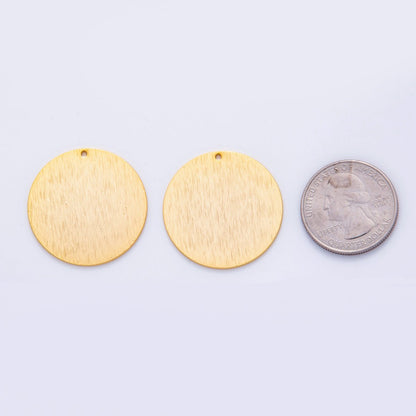 18K Gold Filled 30mm Lined Round Minimalist Thin Charm Finding | Z1190