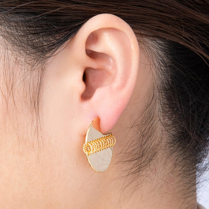 18K Gold Filled 30mm Minimalist C-Shaped Fringe Drop Studs | Earrings-00195