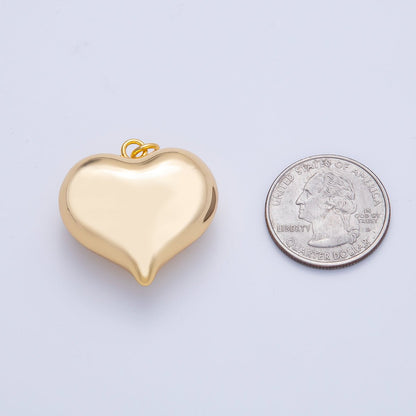 18K Gold Filled 30mm Minimalist Chubby Heart 3D Multidimensional Charm | AK123